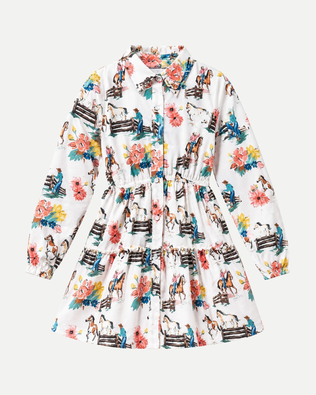 Vestido Camisero Niña Vaca Blanca Floral