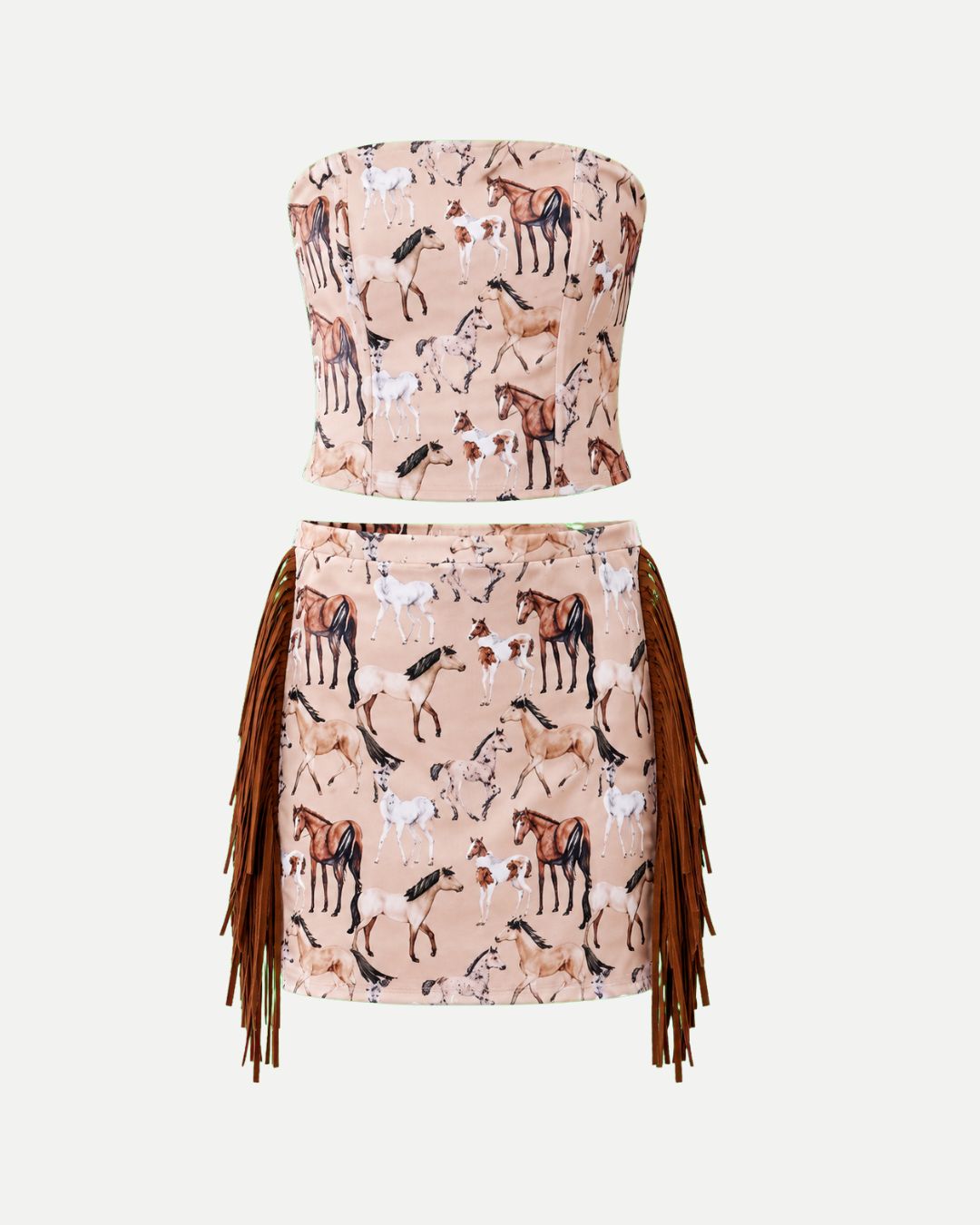Conjunto Corset y Falda Beige