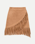 Falda Cruzada Camel con Flecos