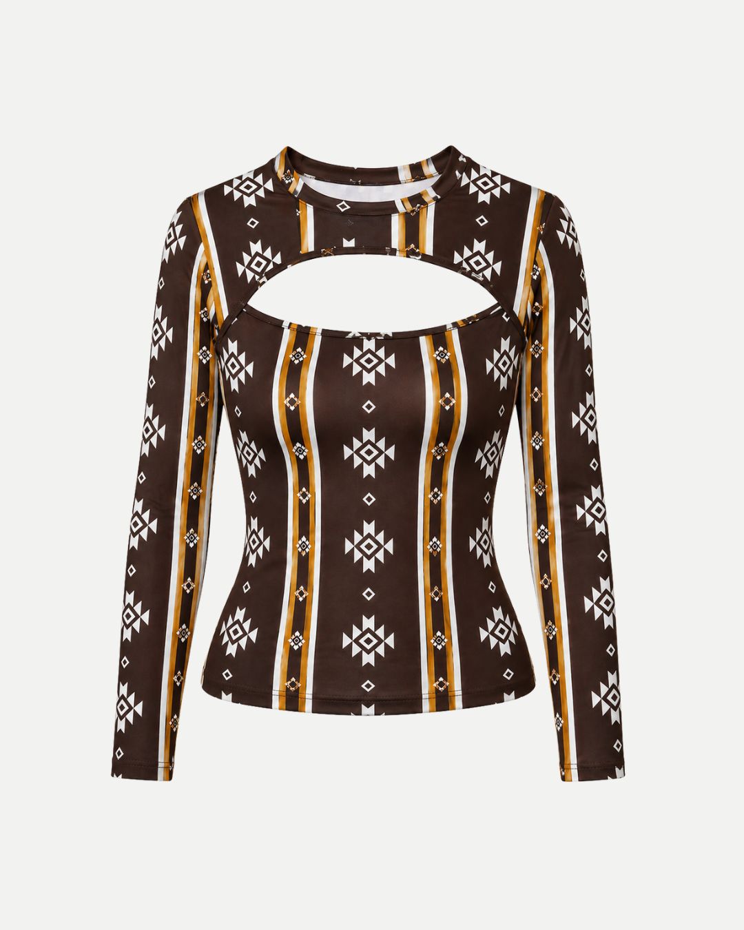Blusa Escote Trendy Tribal Café
