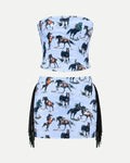 Conjunto Corset y Falda Azul
