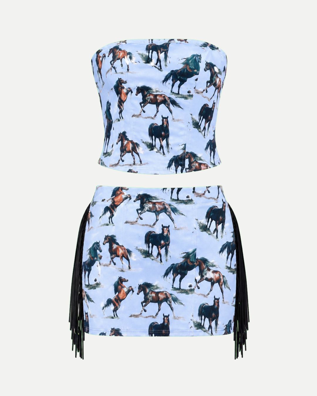 Conjunto Corset y Falda Azul